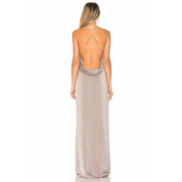 $248 Lovers + Friends Dark Grey Draped Back Sheyla Satin Gown Small NEW - Picture 4 of 16